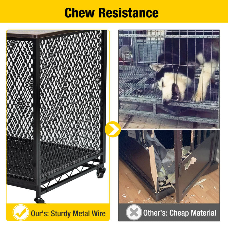 Aivituvin-AIR78/79 Dog Crate Furniture, Side End Table with Tray, Cushion and Casters